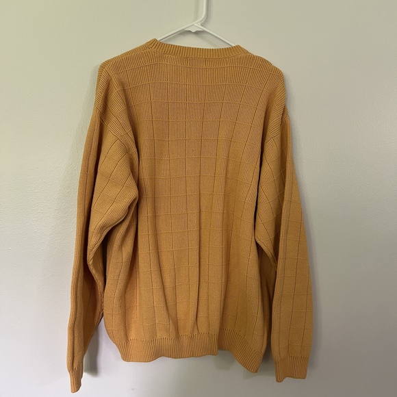 IZOD Sweater Large Yellow Pullover Casual Grid Knit Classic Preppy - Picture 4 of 4